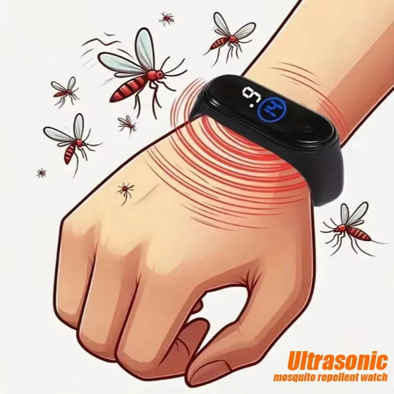 Mosquito Repellent Unisex Wristband Wearable Physical Ultrasonic Non-Chemical For Home Outdoor Sport Include 2 Batteries New
