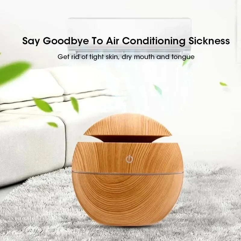 Mini Electric Humidifier for Bedroom Desktop USB Cool Mist Sprayer Aromatherapy Essential Oil Diffuser Wood Grain Air Humidifier