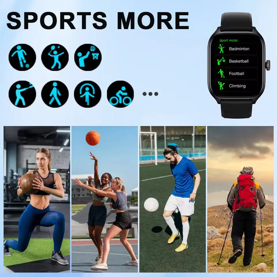 2026 Smart Watch Android IOS Phone 2.01 Inch Color Screen Bluetooth Answer Call Fitness Watches Tracker Smartwatch Women Men