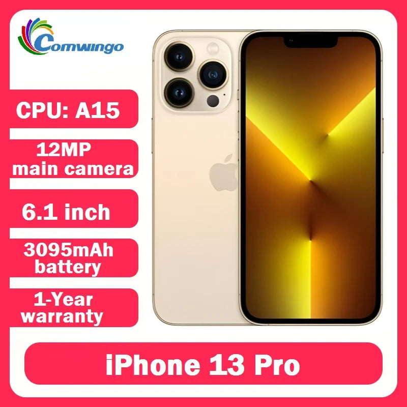 Apple iPhone 13 pro 128GB 256GB ROM A15 Bionic Chip Face ID 6.1-inch OLED Super Retina XDR Display 12MP Triple Camera Cellphone