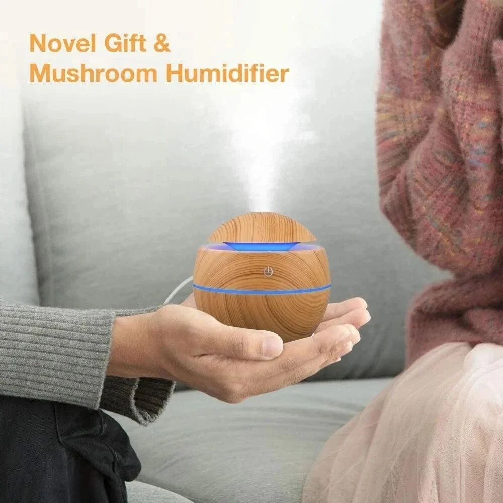 Mini Electric Humidifier for Bedroom Desktop USB Cool Mist Sprayer Aromatherapy Essential Oil Diffuser Wood Grain Air Humidifier