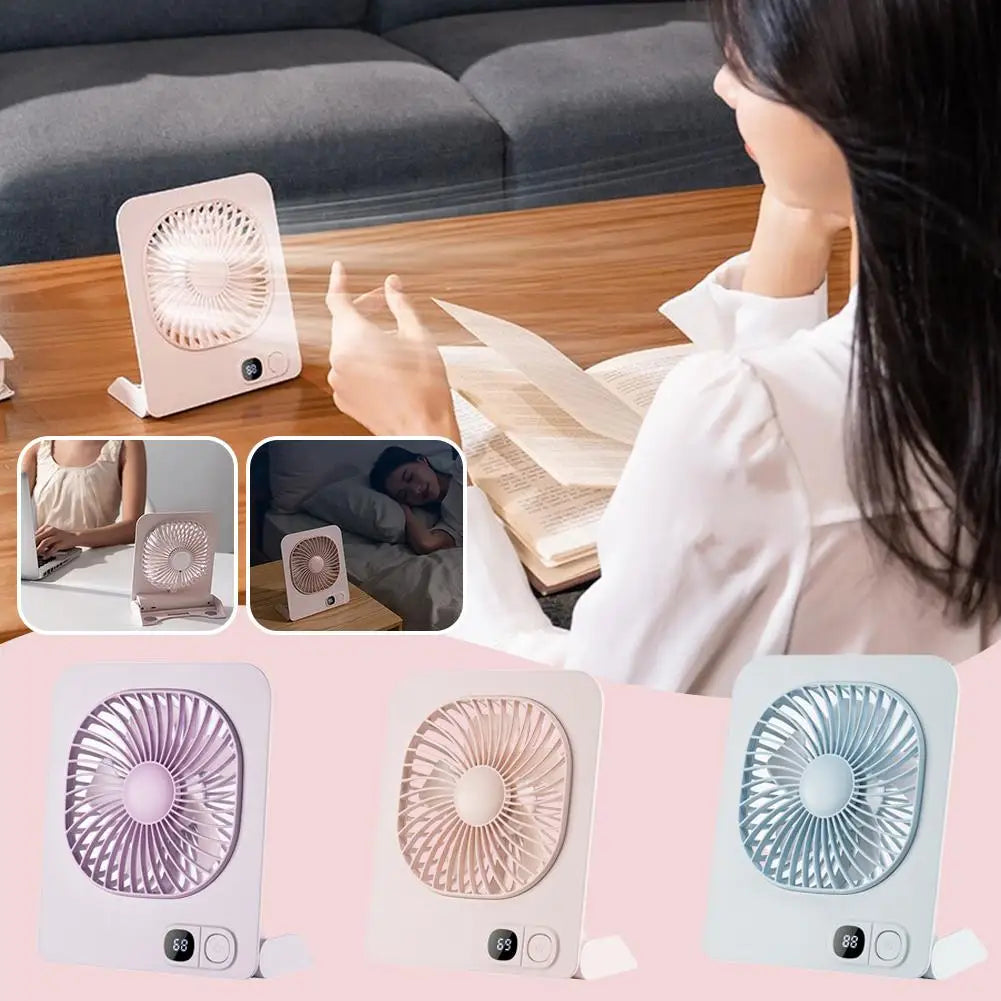 Magnetic Desk Fan, USB Rechargeable Portable Table Fan, Digital Display Mini Desktop Cooling Fan for Office Home & Students