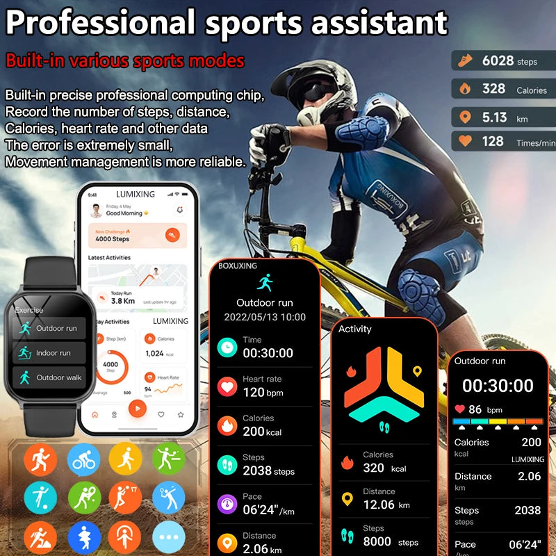 2026 New Smart Watch Men Women Heart Rate 1.83 Inch AMOLED Screen Waterproof Bluetooth Call Sports Smart watches For iOS Android
