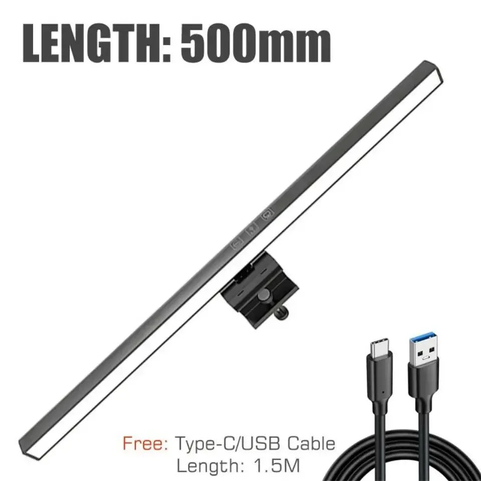 Eye-Care Desk Lamp 33cm 50cm LED Computer PC Monitor Screen Light Bar Stepless Dimming Reading USB Powered Hanging Table Lamps