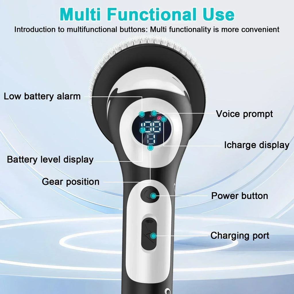 TINSOL 11-in-1 Multifunctional Electric Cleaning Brush Voice Rechargeable Smart Rotary Cleaning Brush Kitchen Cleaning Brush