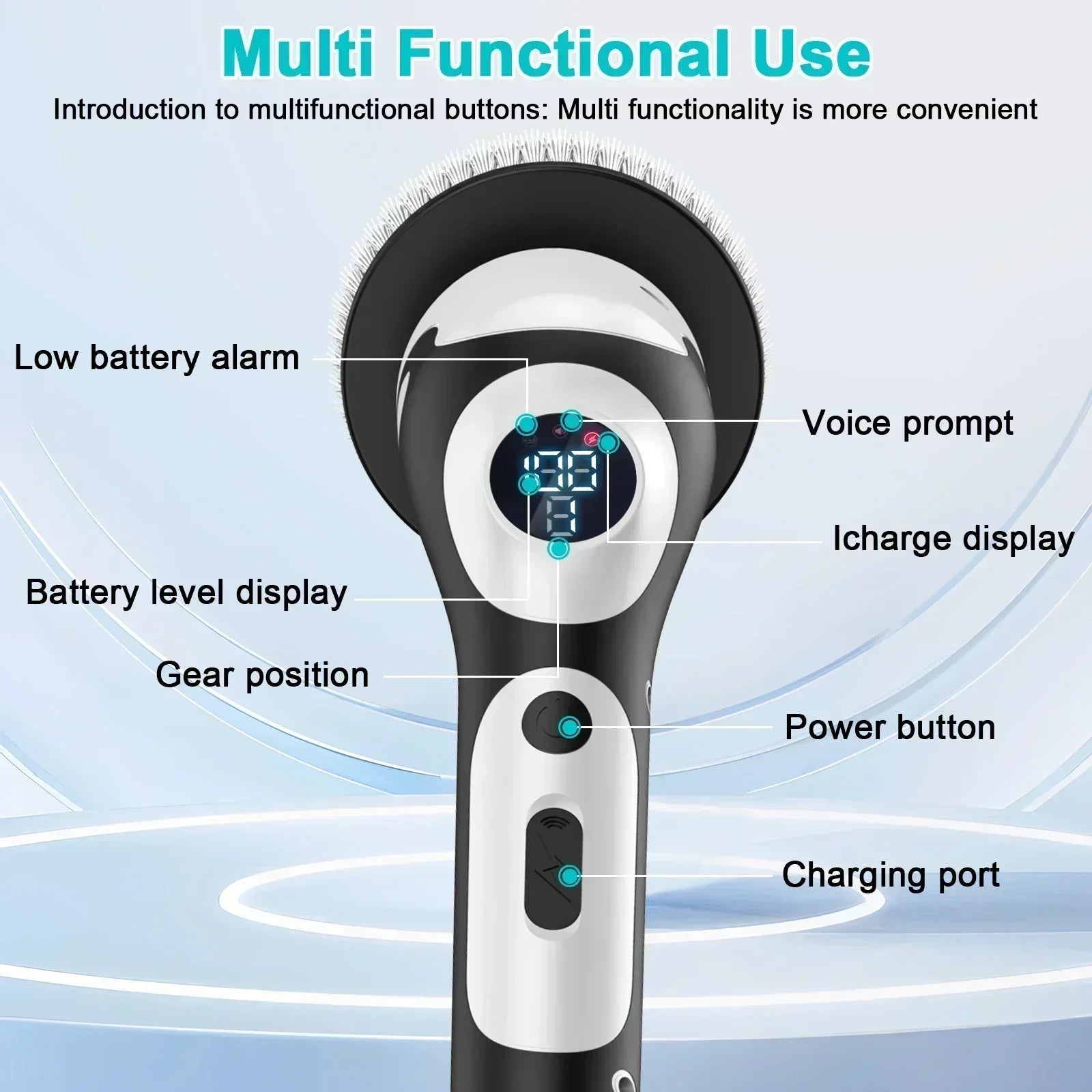 TINSOL 11-in-1 Multifunctional Electric Cleaning Brush Voice Rechargeable Smart Rotary Cleaning Brush Kitchen Cleaning Brush