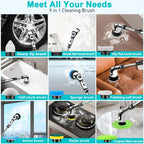 TINSOL 11-in-1 Multifunctional Electric Cleaning Brush Voice Rechargeable Smart Rotary Cleaning Brush Kitchen Cleaning Brush