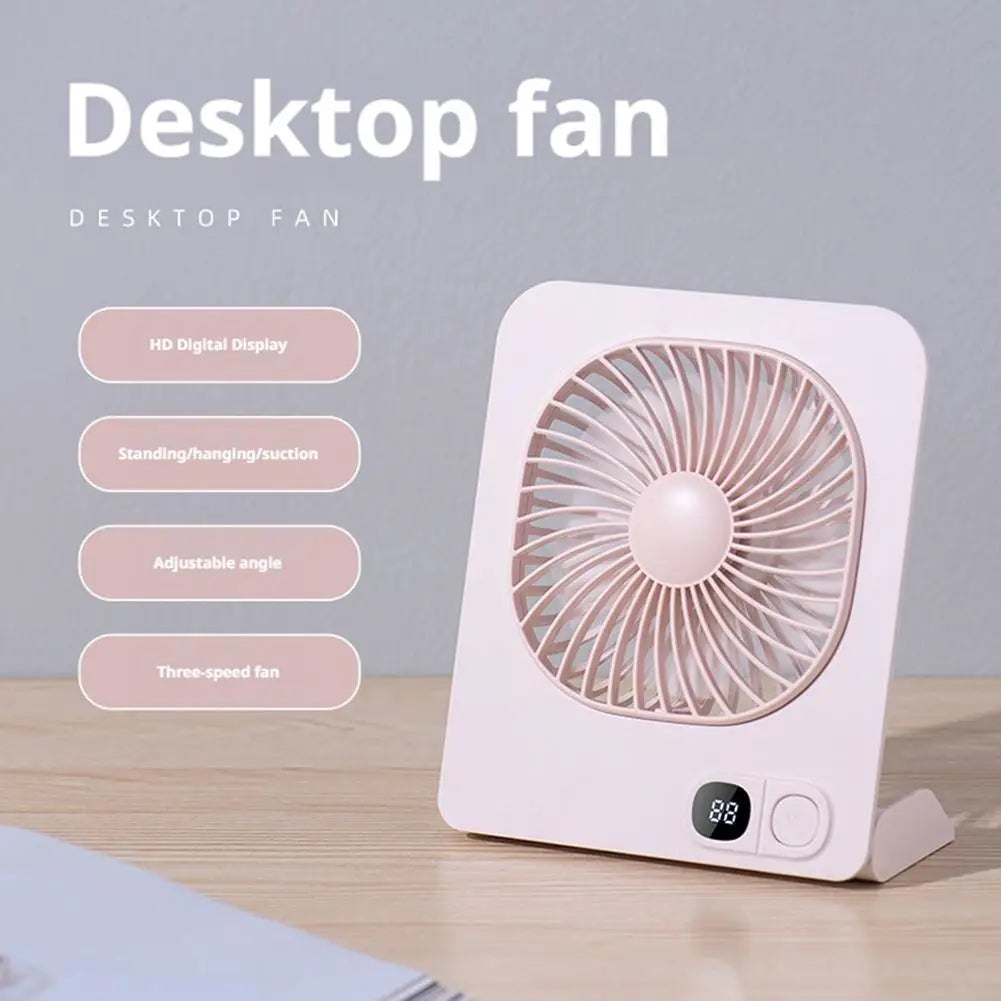 Magnetic Desk Fan, USB Rechargeable Portable Table Fan, Digital Display Mini Desktop Cooling Fan for Office Home & Students