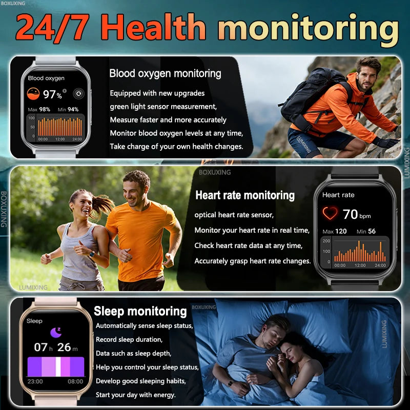 2026 New Smart Watch Men Women Heart Rate 1.83 Inch AMOLED Screen Waterproof Bluetooth Call Sports Smart watches For iOS Android