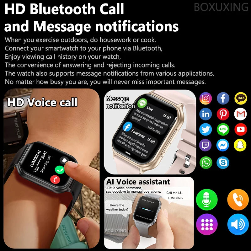 2026 New Smart Watch Men Women Heart Rate 1.83 Inch AMOLED Screen Waterproof Bluetooth Call Sports Smart watches For iOS Android