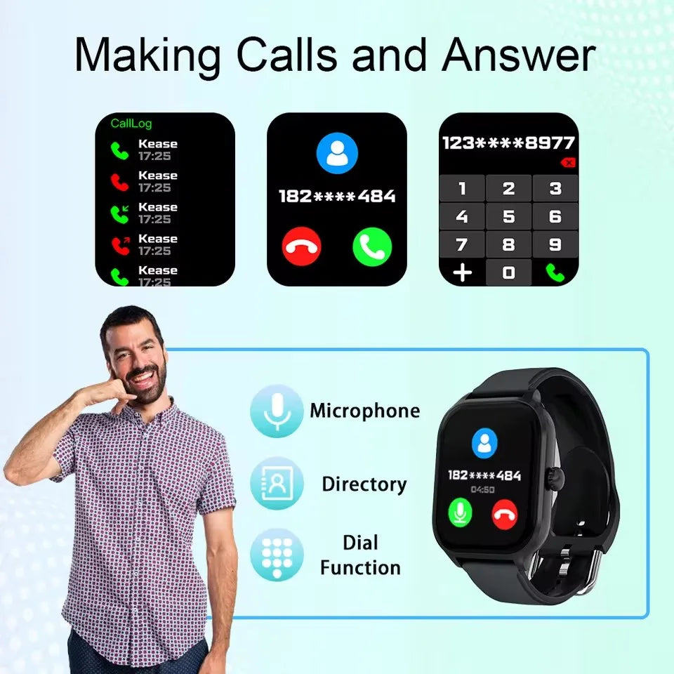 2026 Smart Watch Android IOS Phone 2.01 Inch Color Screen Bluetooth Answer Call Fitness Watches Tracker Smartwatch Women Men