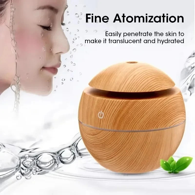 Mini Electric Humidifier for Bedroom Desktop USB Cool Mist Sprayer Aromatherapy Essential Oil Diffuser Wood Grain Air Humidifier