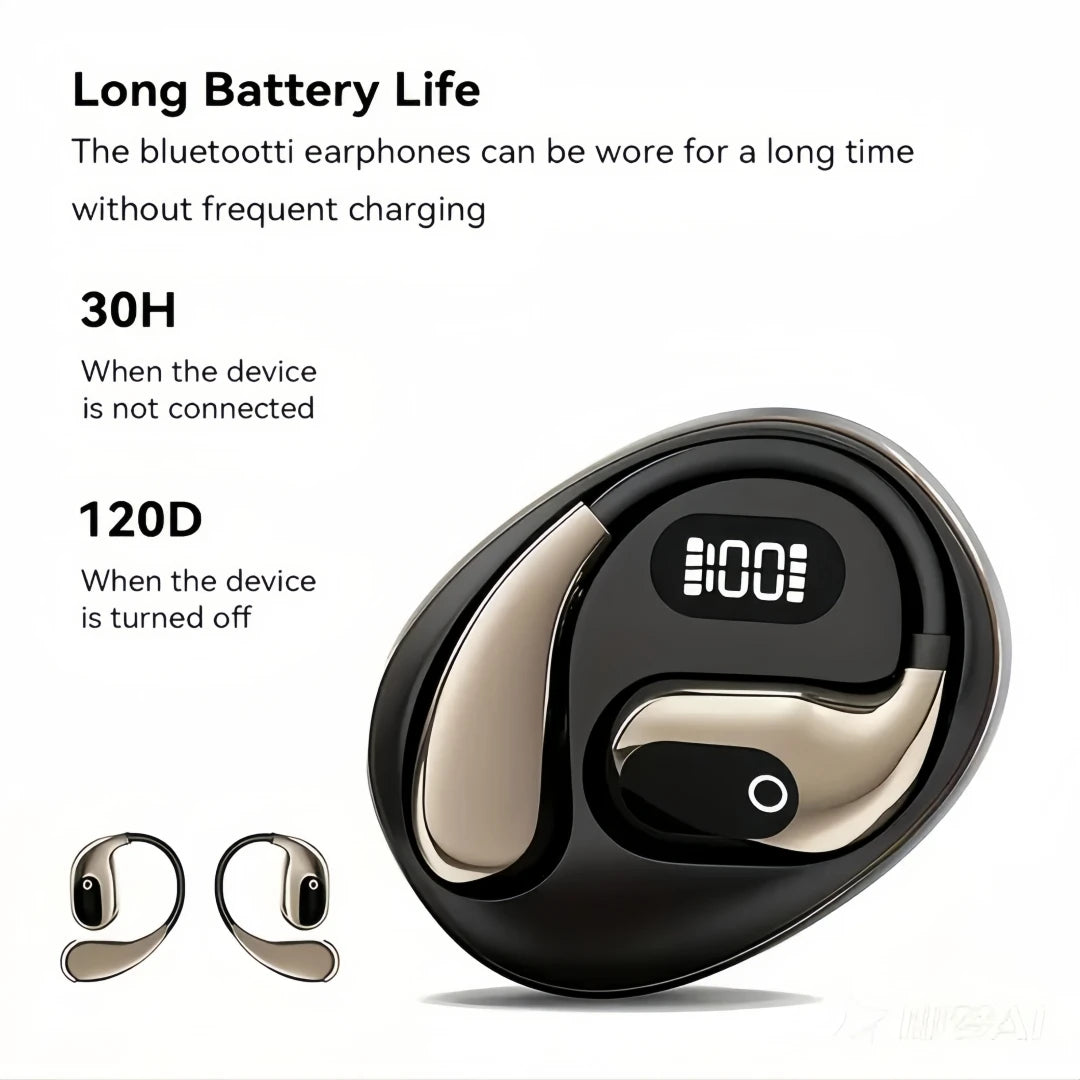 Ear Buds Wireless Earbuds Bluetooth Headphones with 80H Playtime LED Display Case, Over-Ear Hook with Mic, Stereo Sound