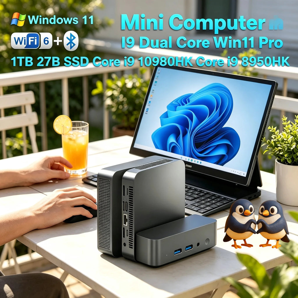 Laptop Portable All-in-One Mini Desktop PC I9 Chip Win11 Pro Lightweight Daily Working Entertainment Computer