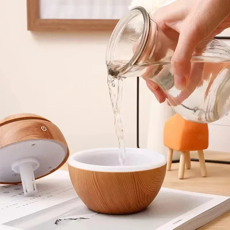 Mini Electric Humidifier for Bedroom Desktop USB Cool Mist Sprayer Aromatherapy Essential Oil Diffuser Wood Grain Air Humidifier